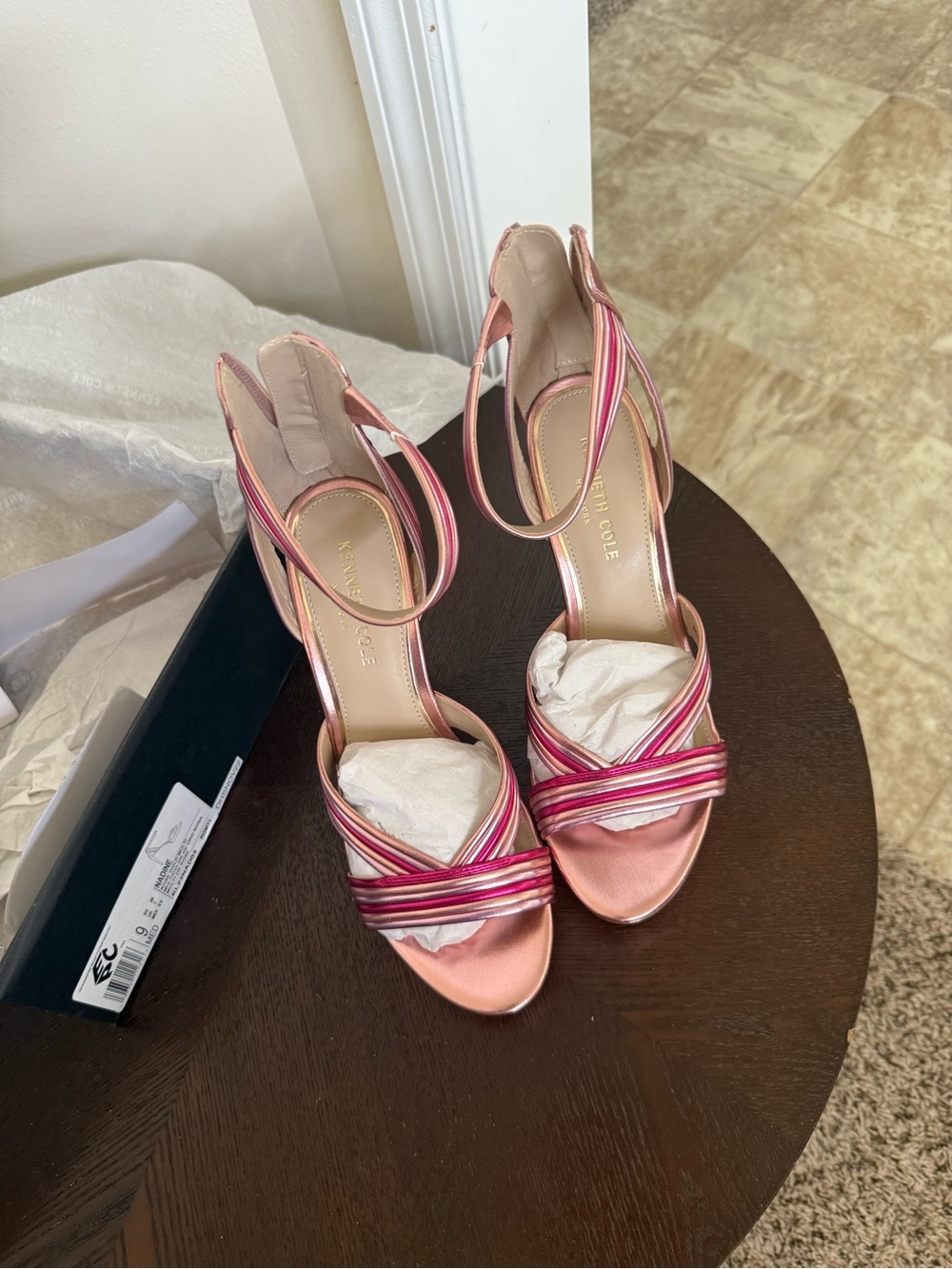 Metallic Pink Strappy High Heel Sandals - Women - Picture 4 of 9
